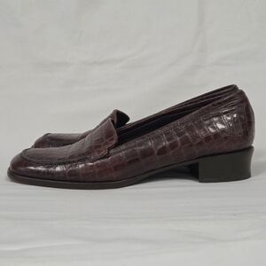 Vintage Via Spiga Made in Italy Croc Embossed Leather Loafers 6